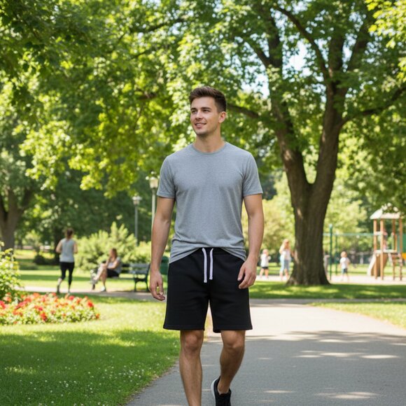 Divided by HM Men’s Sweat Shorts Black Elastic Waist Size M - Picture 5 of 7